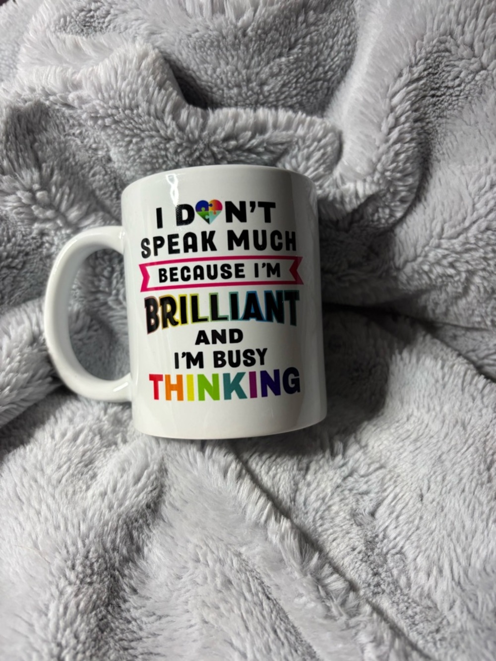White 'Brilliant and Thinking' Inspirational Coffee Mug